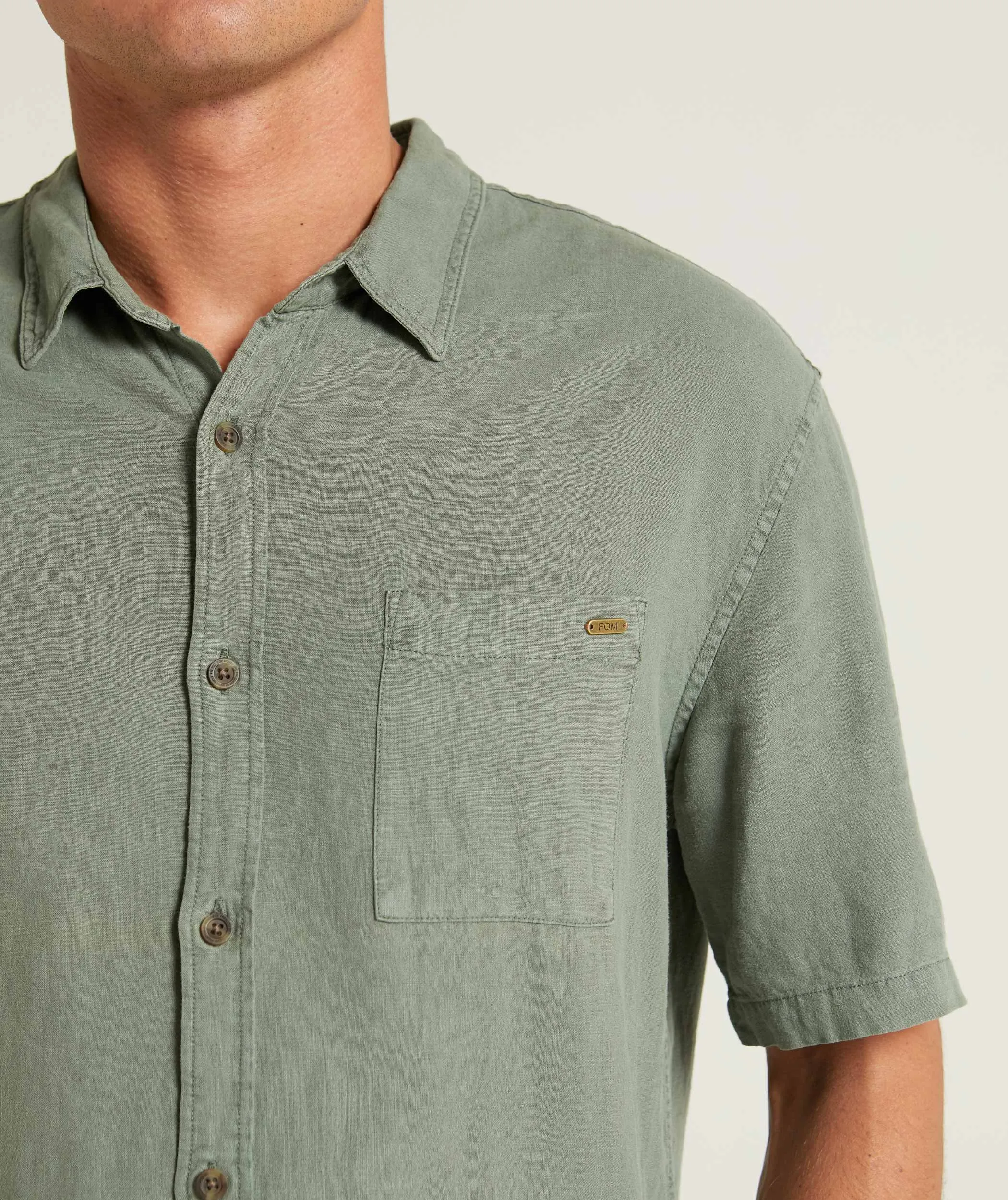 Mens Garment Dyed Short Sleeve Shirt - Silver Pine