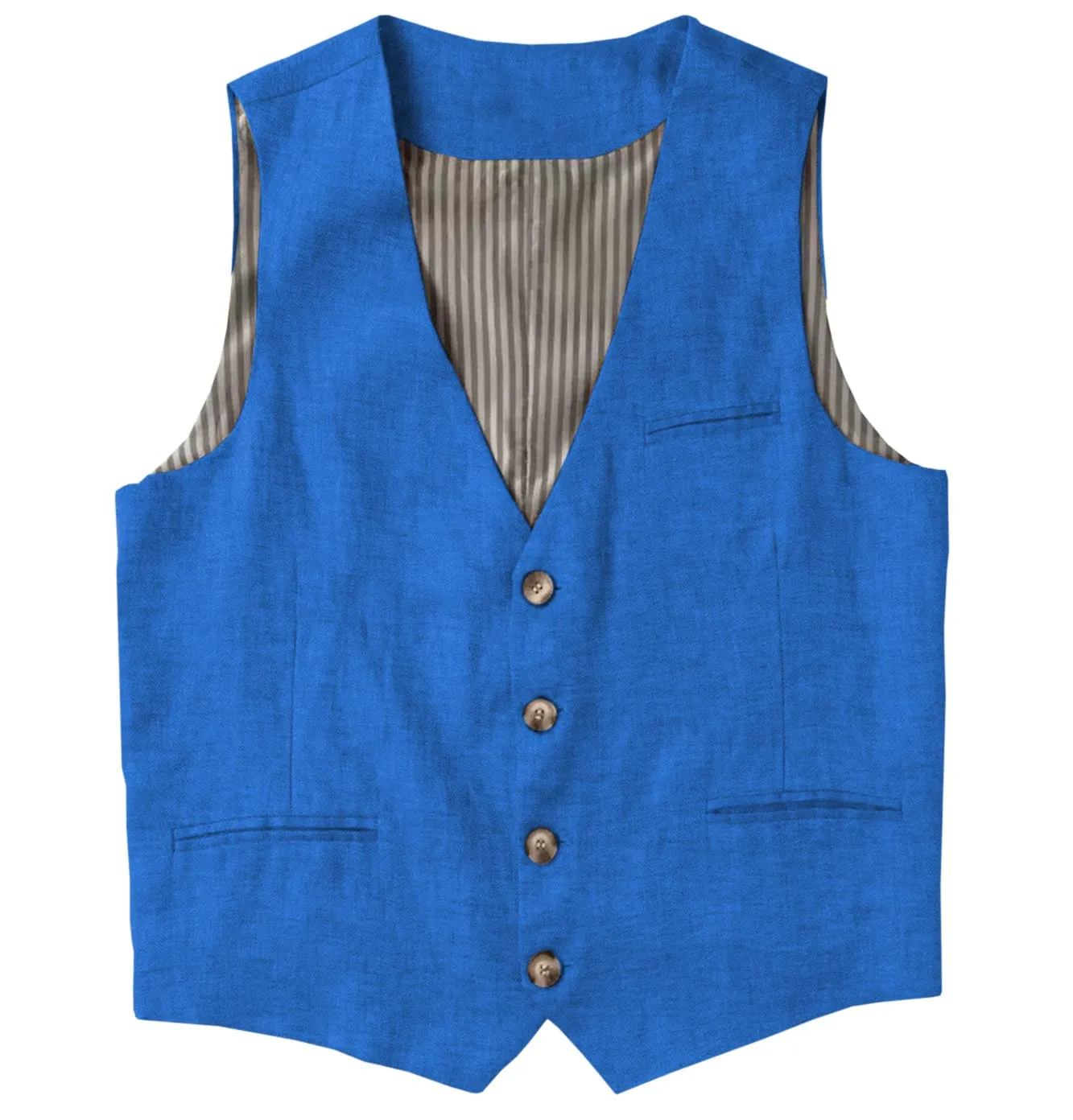 Men's Linen V Neck Vest Casual Summer Leisure Waistcoat