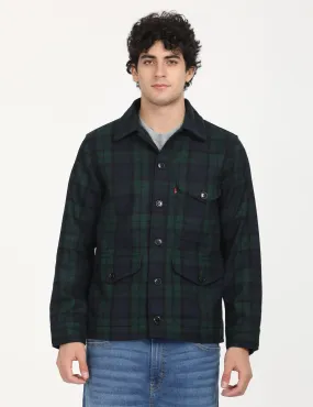 Men's Plaid Navy Spread Collar Shacket