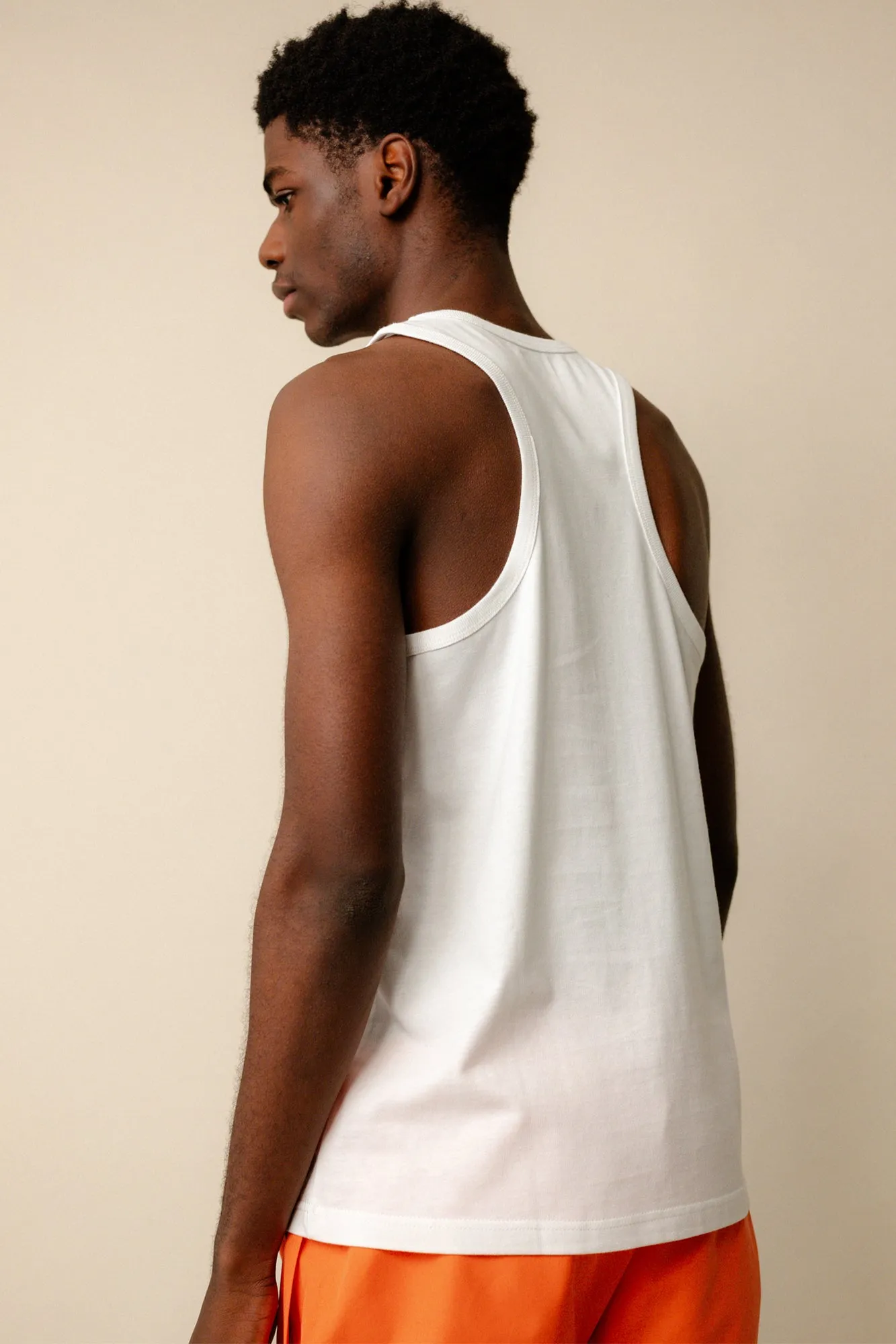 Mens Racer Back Vest Plastic Free - White