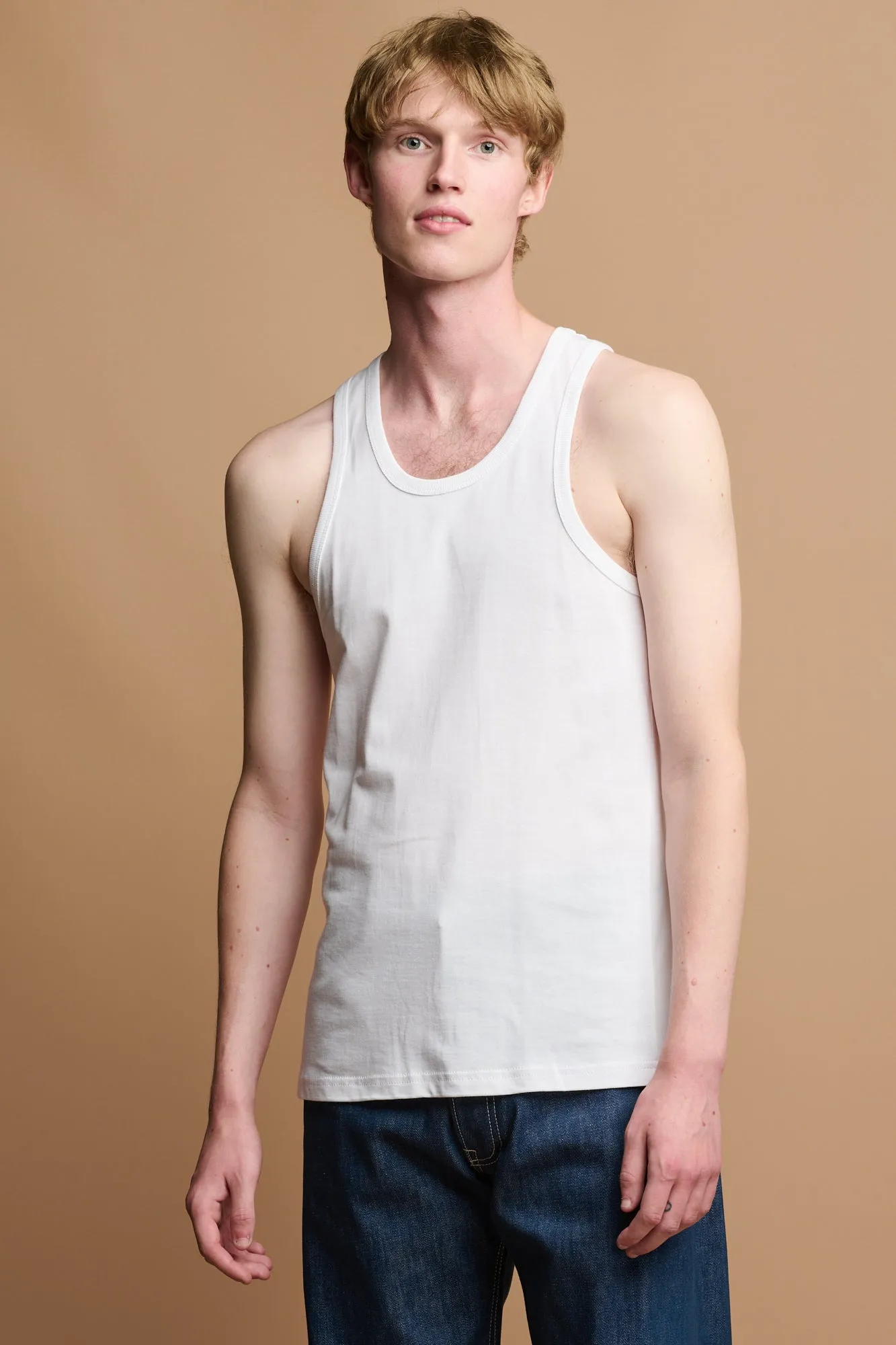 Mens Racer Back Vest Plastic Free - White