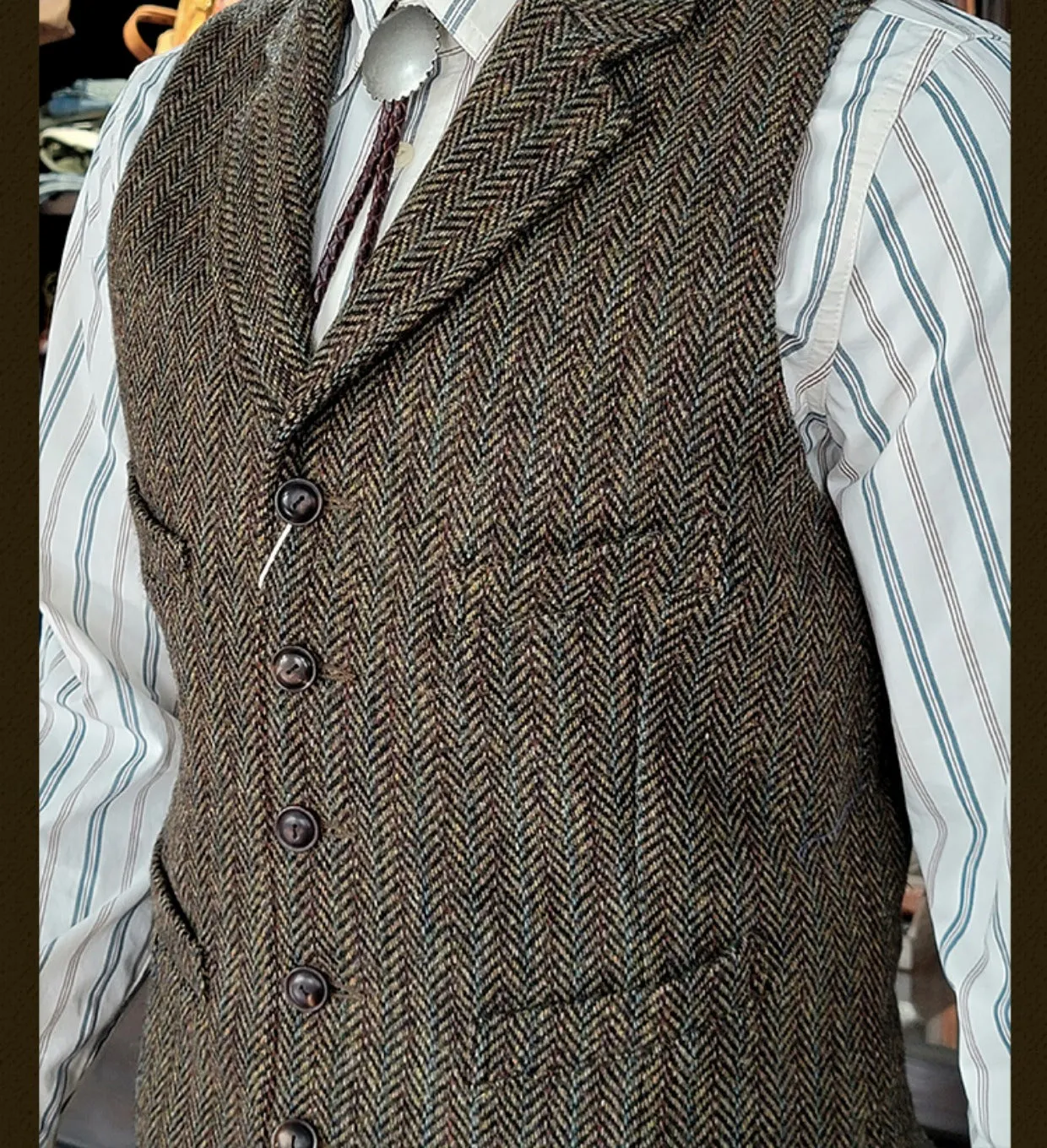 Men's Striped Tweed Suit Vest