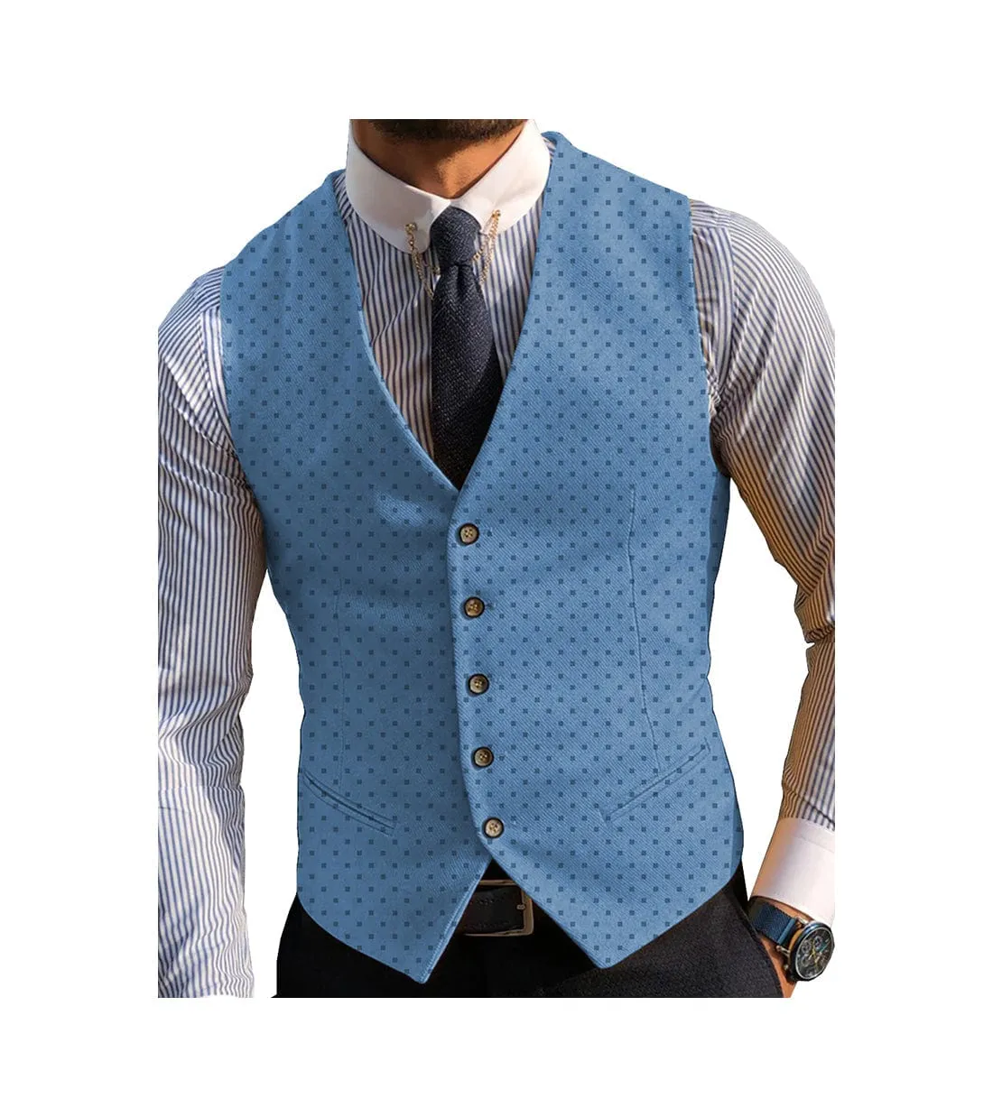 Men's V Lapel Casual Slim Fit Waistcoat