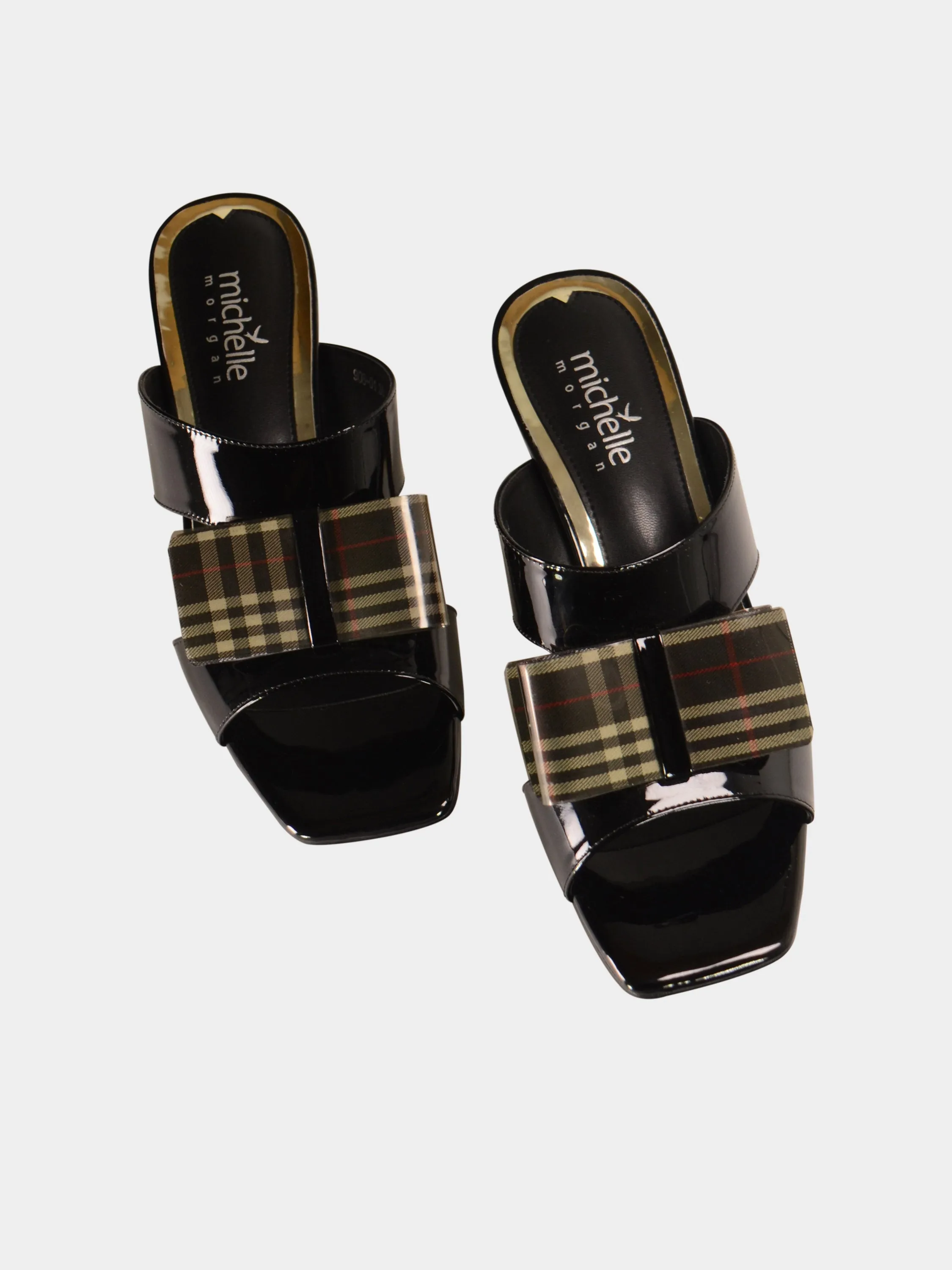 Michelle Morgan 908-01 Plaid Bow Heeled Sandals