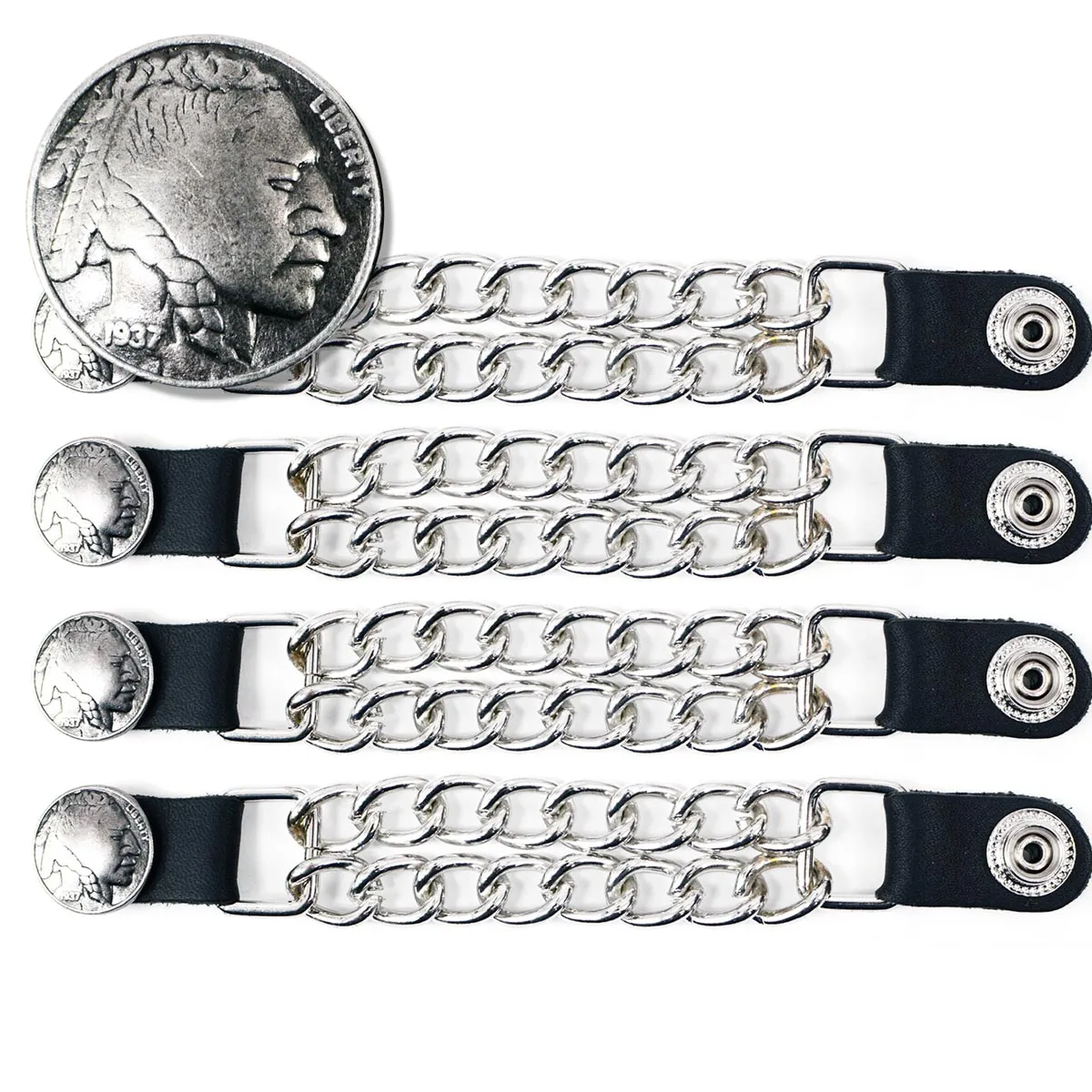 Milwaukee Leather Indian Head Medallion Vest Extender - Double Chrome