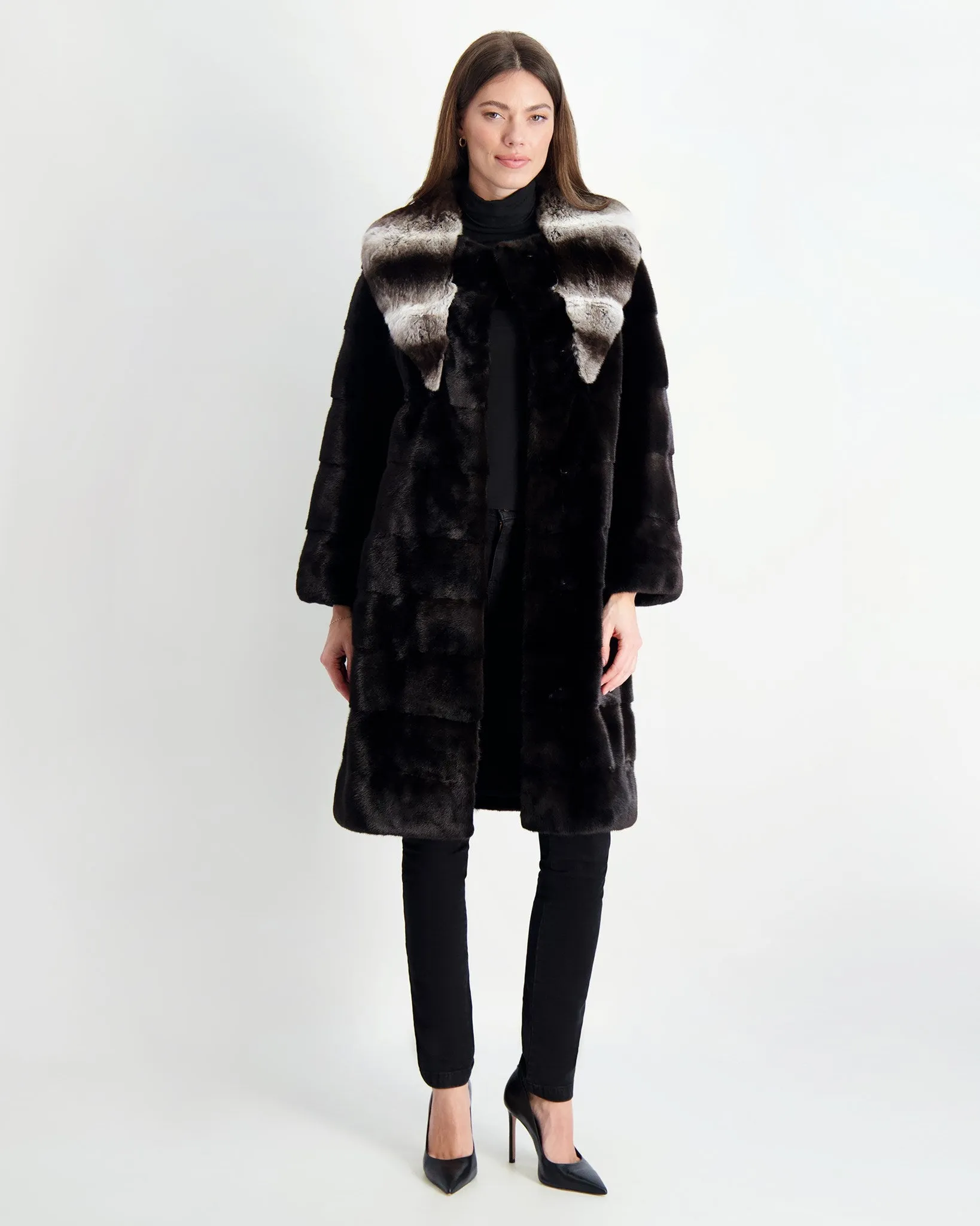 Mink Short Coat Chinchilla Collar