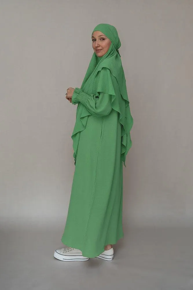 Mint Green Non-Wrinkling Modest Gown with Pockets