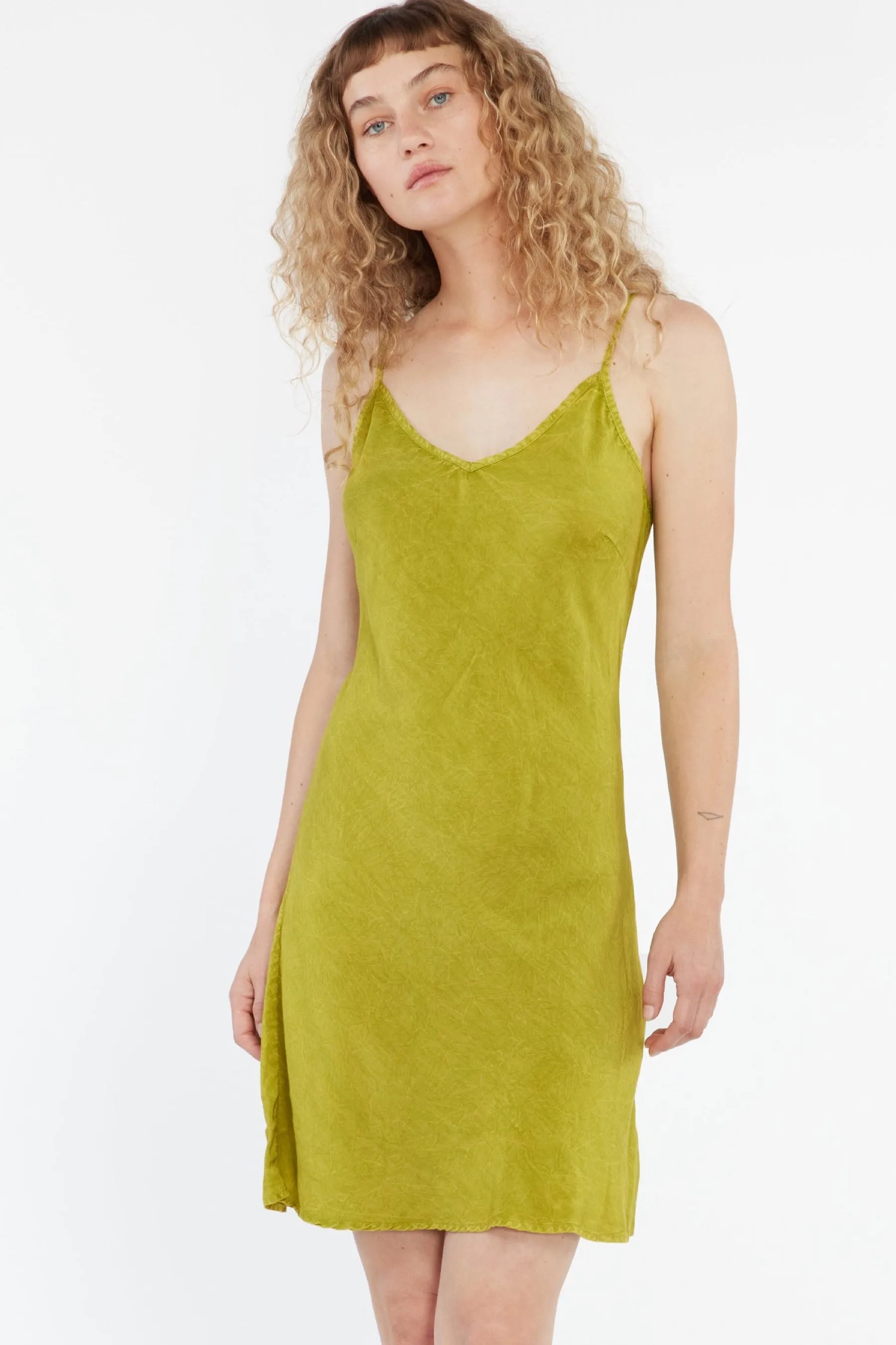 Moss Crinkle Nico Slip Dress