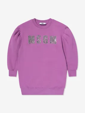 MSGM Girls Logo Sweater Dress in Purple