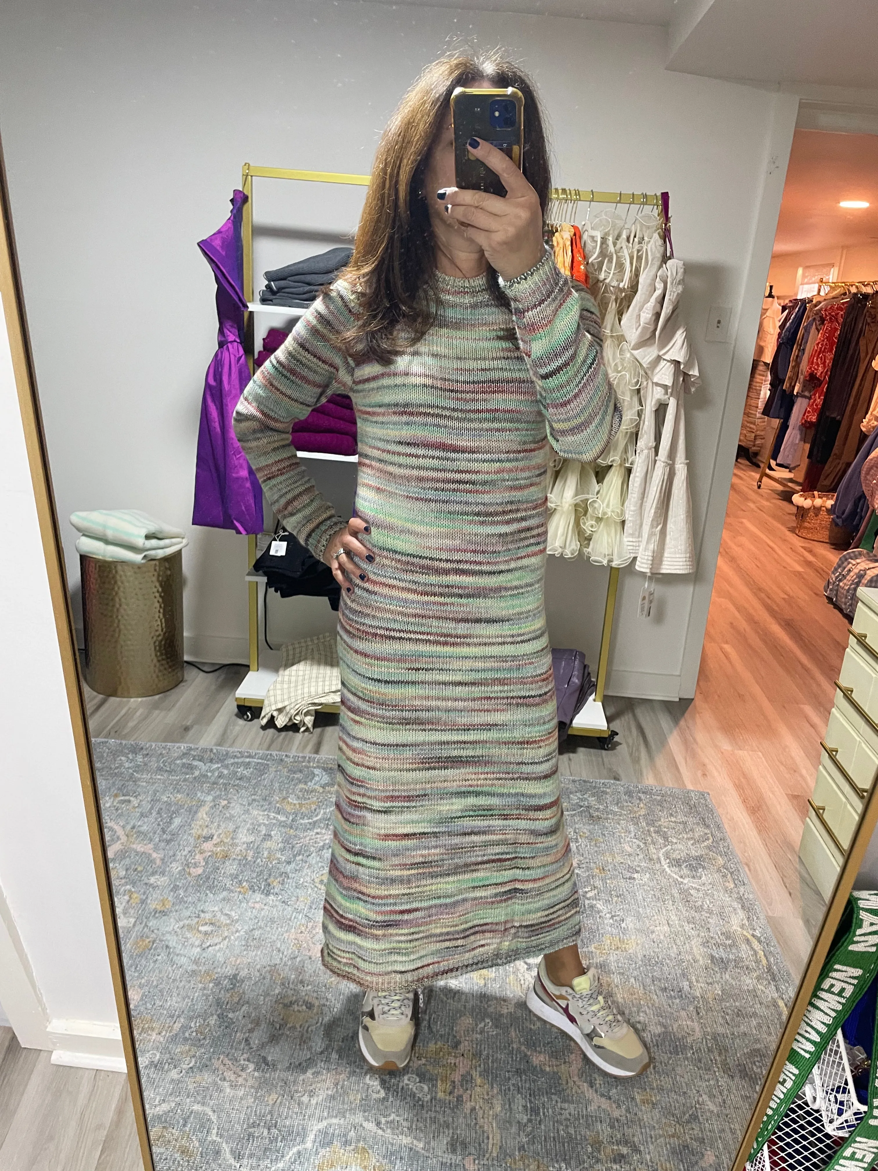 Multicolor Stripe Sweater Maxi Dress