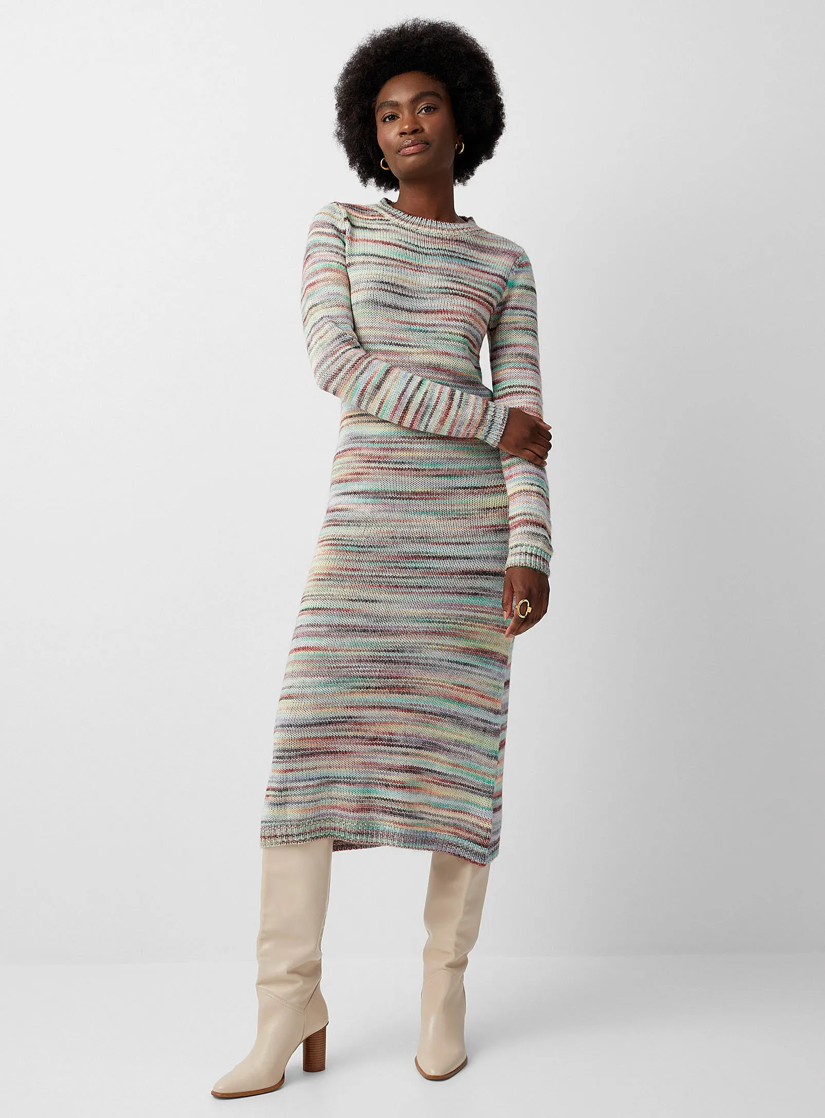 Multicolor Stripe Sweater Maxi Dress