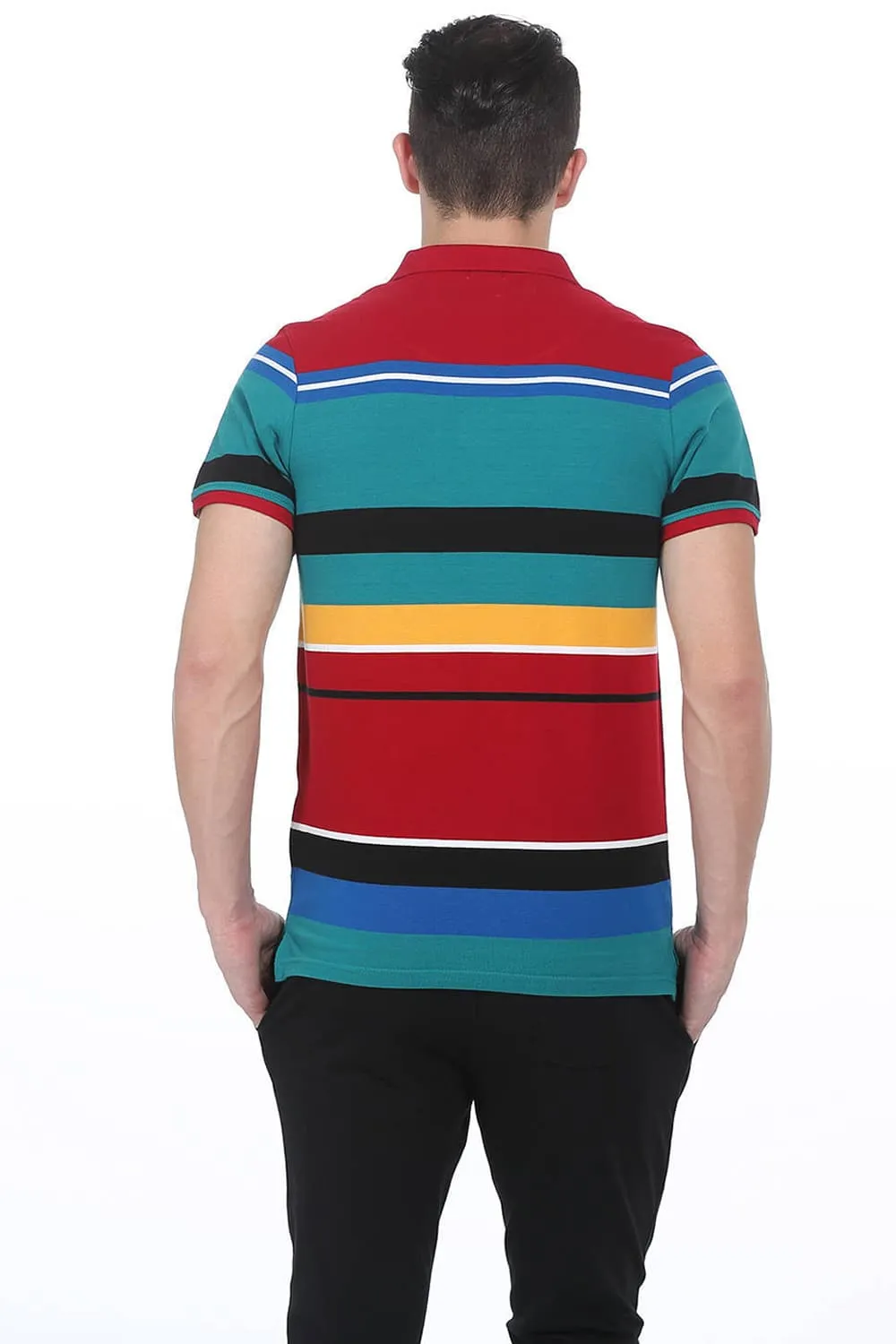 Muscle Fit Polo Stripes T Shirt