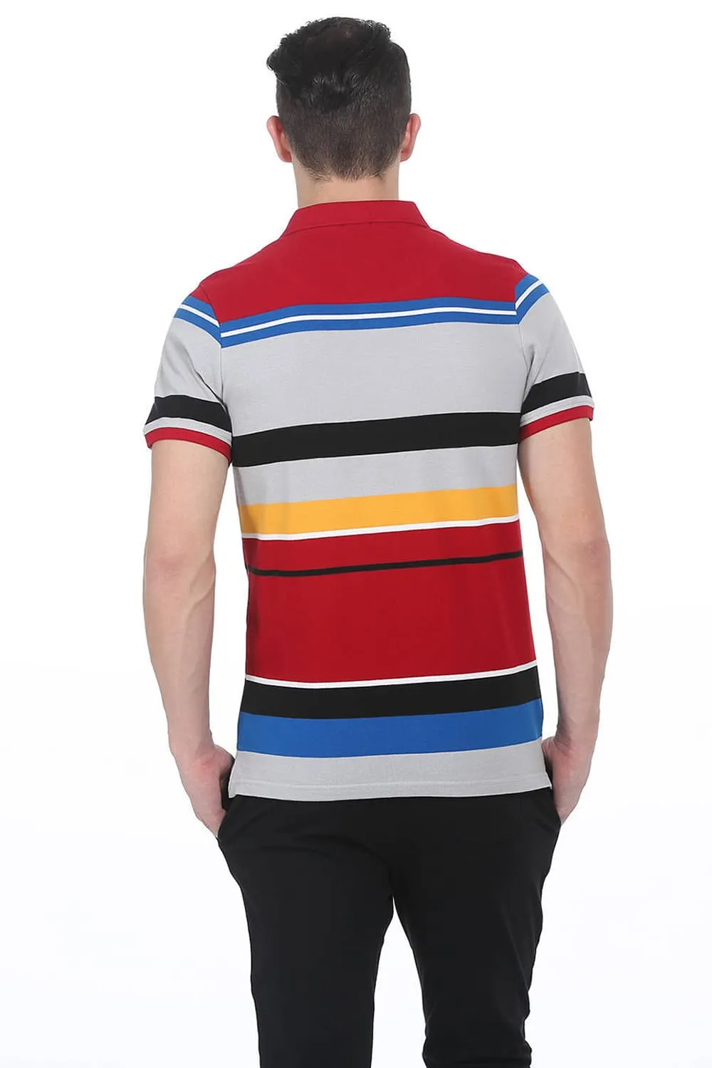 Muscle Fit Polo Stripes T Shirt