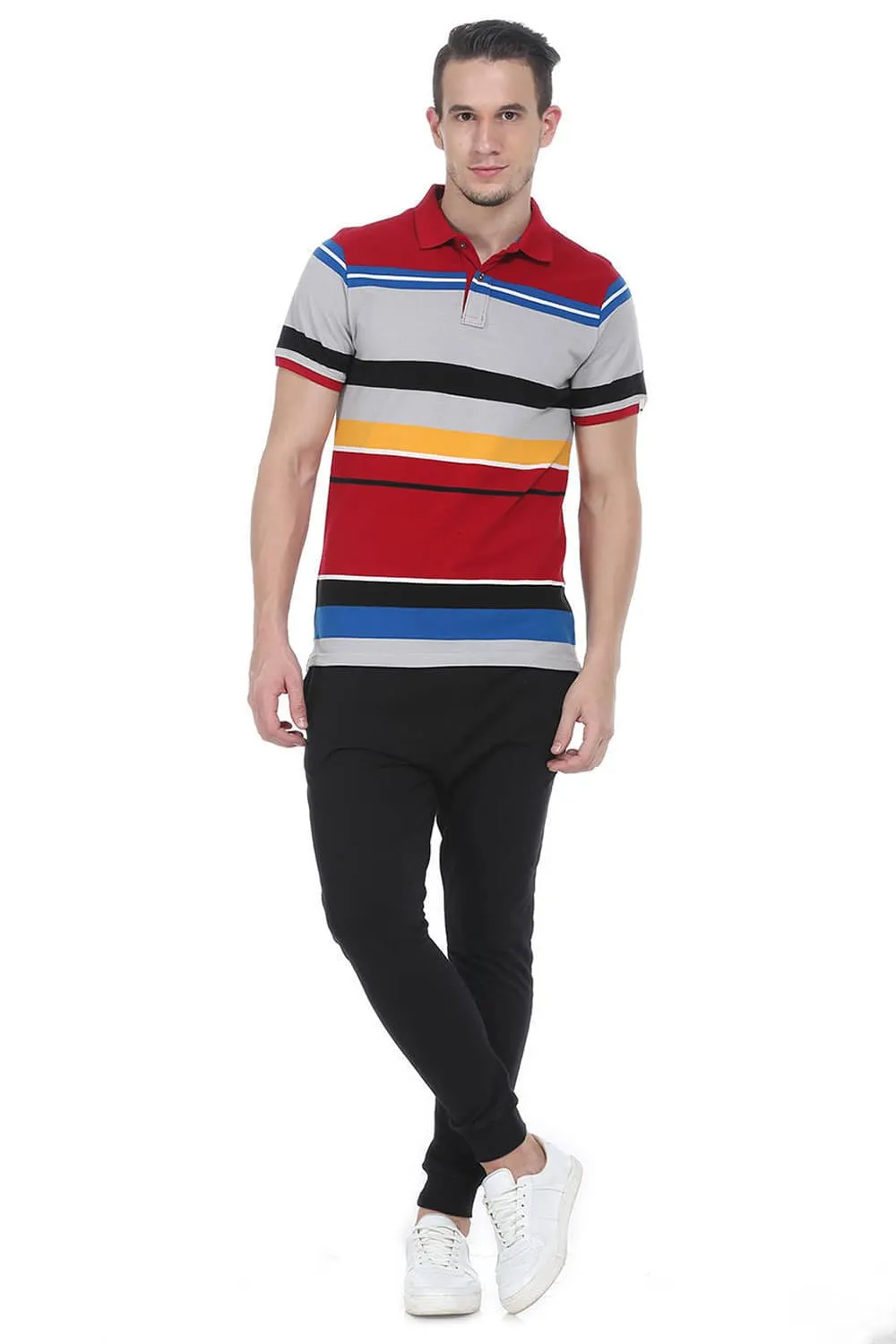 Muscle Fit Polo Stripes T Shirt