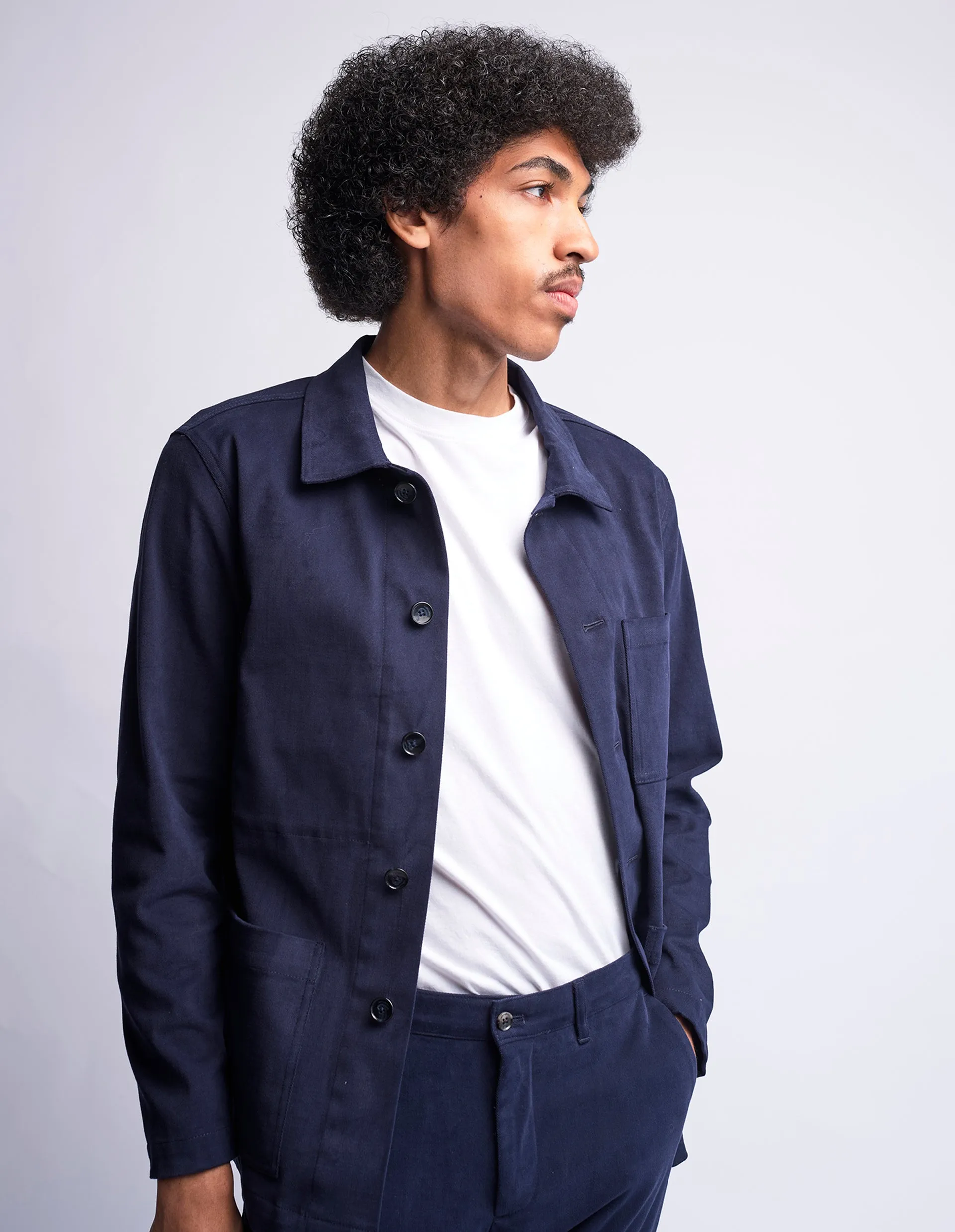 Navy Cotton Shacket