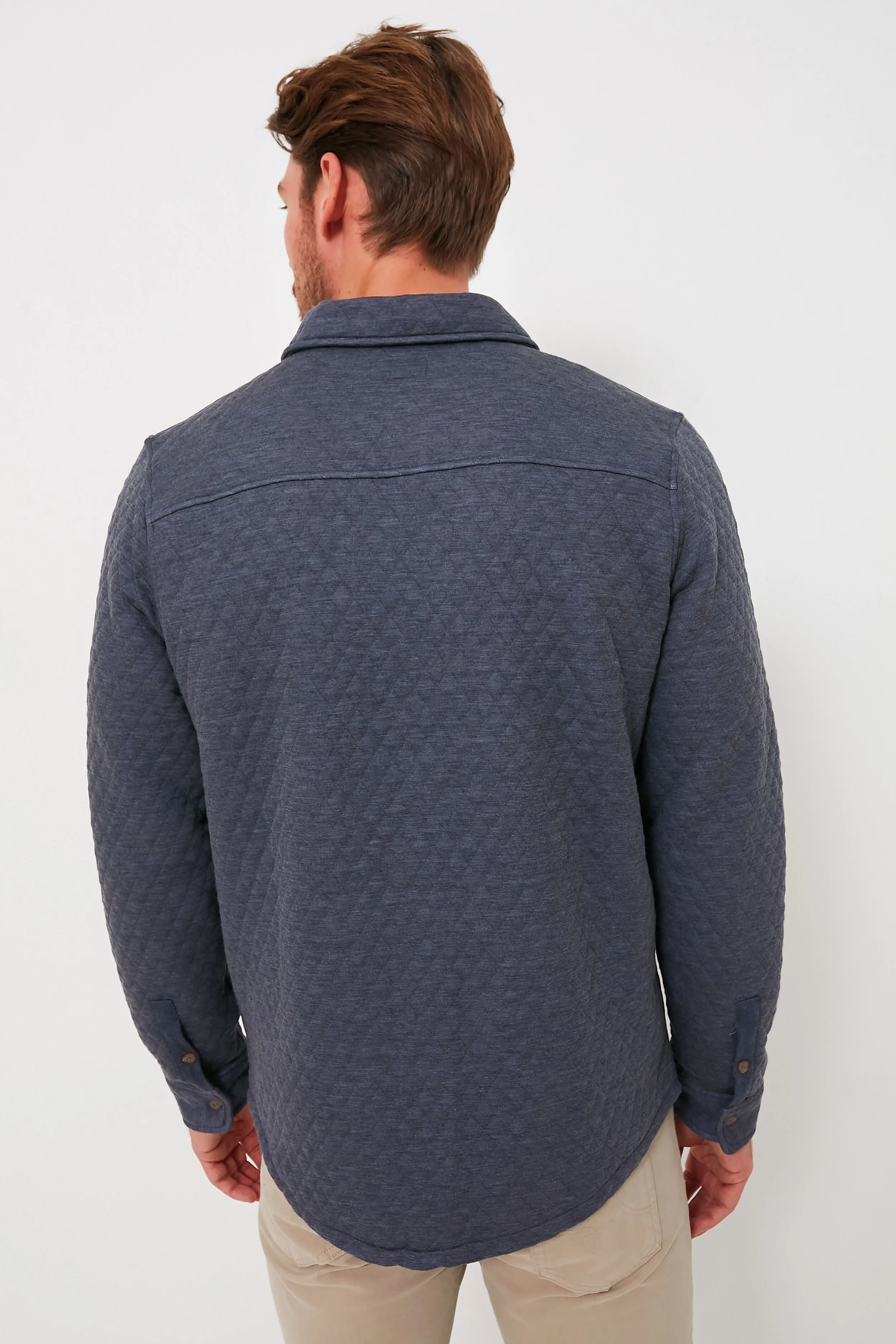 Navy Heather Oatmeal Corbet Quilted Overshirt