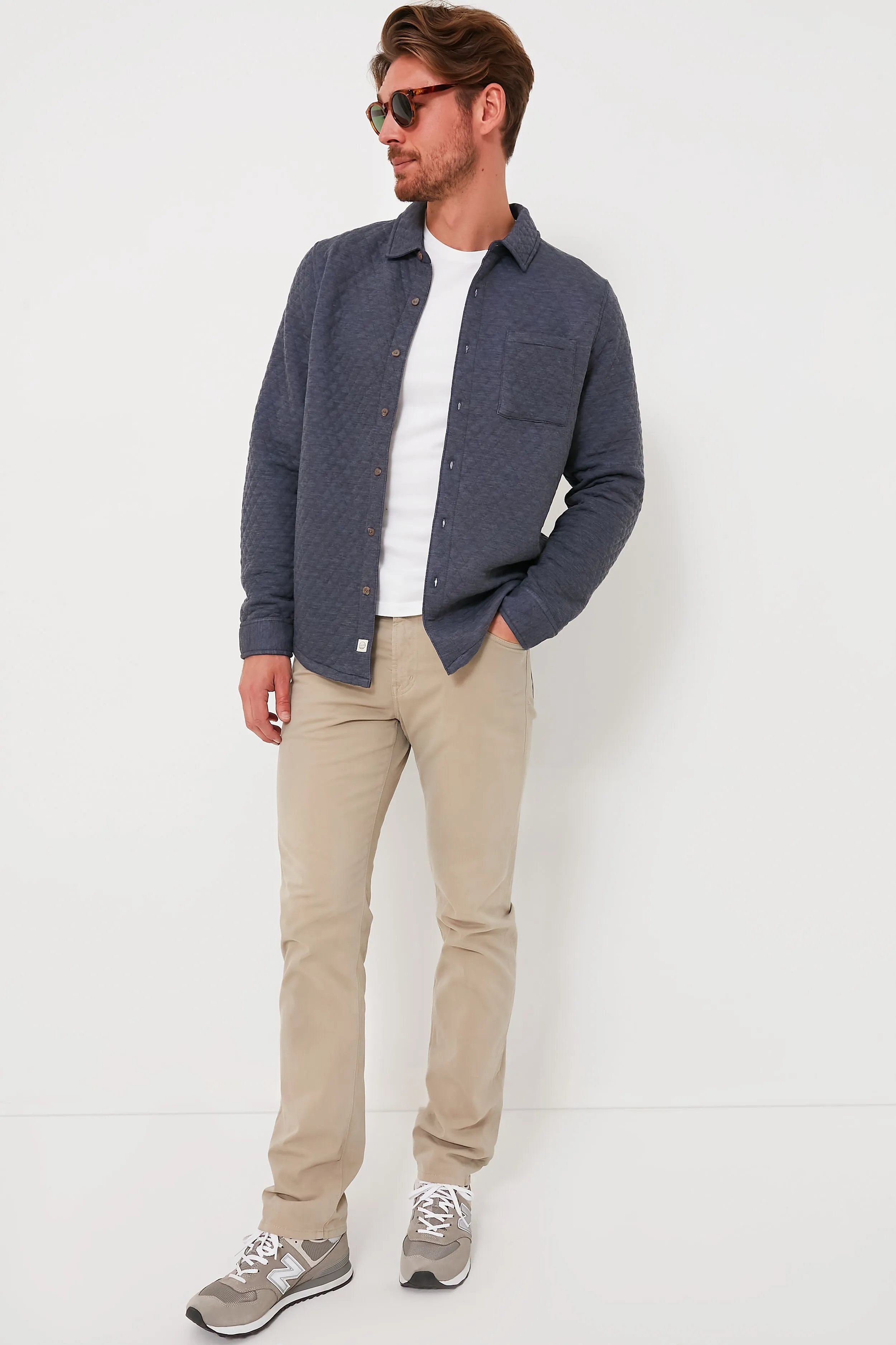 Navy Heather Oatmeal Corbet Quilted Overshirt