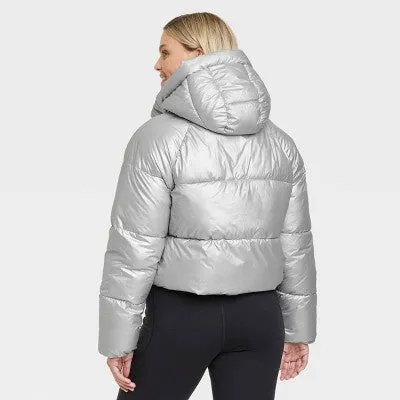 New - All In Motion Women's Cropped Winter Hooded Wind-Resistant Snow Sport Jacket