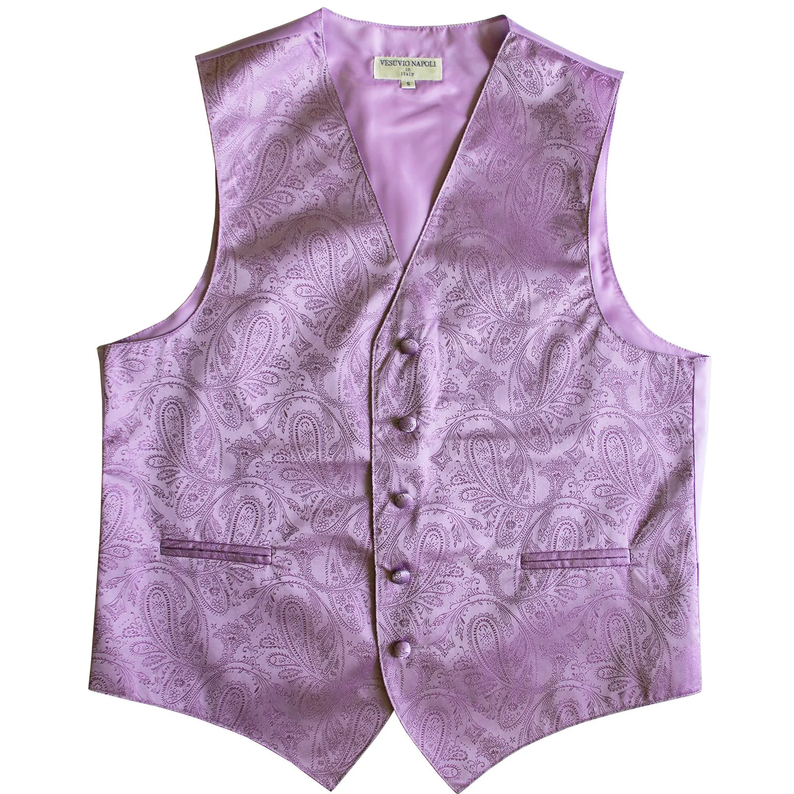 New formal men's tuxedo vest waistcoat only paisley pattern prom wedding lavender