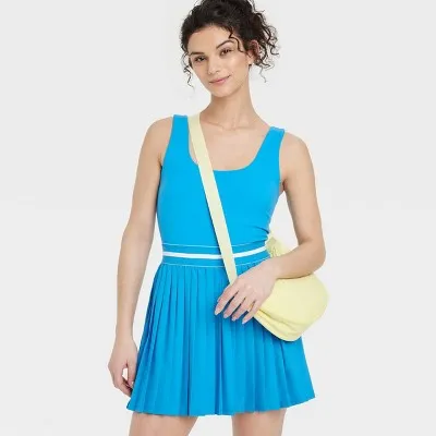 New - Women's Pleated Active Dress - All In Motion Blue XS