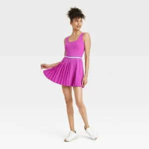 New - Women's Pleated Active Dress - All In Motion Dark Violet XS