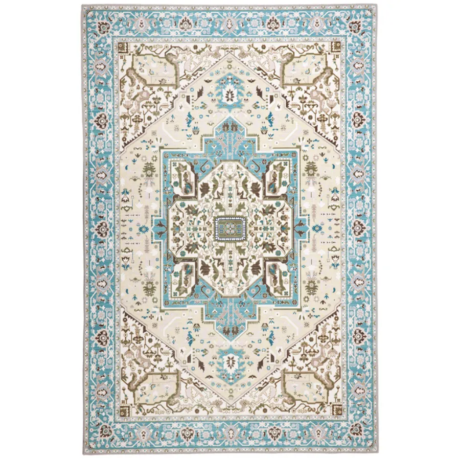 Noor Blue Multicoloured Traditional Non Slip Rug