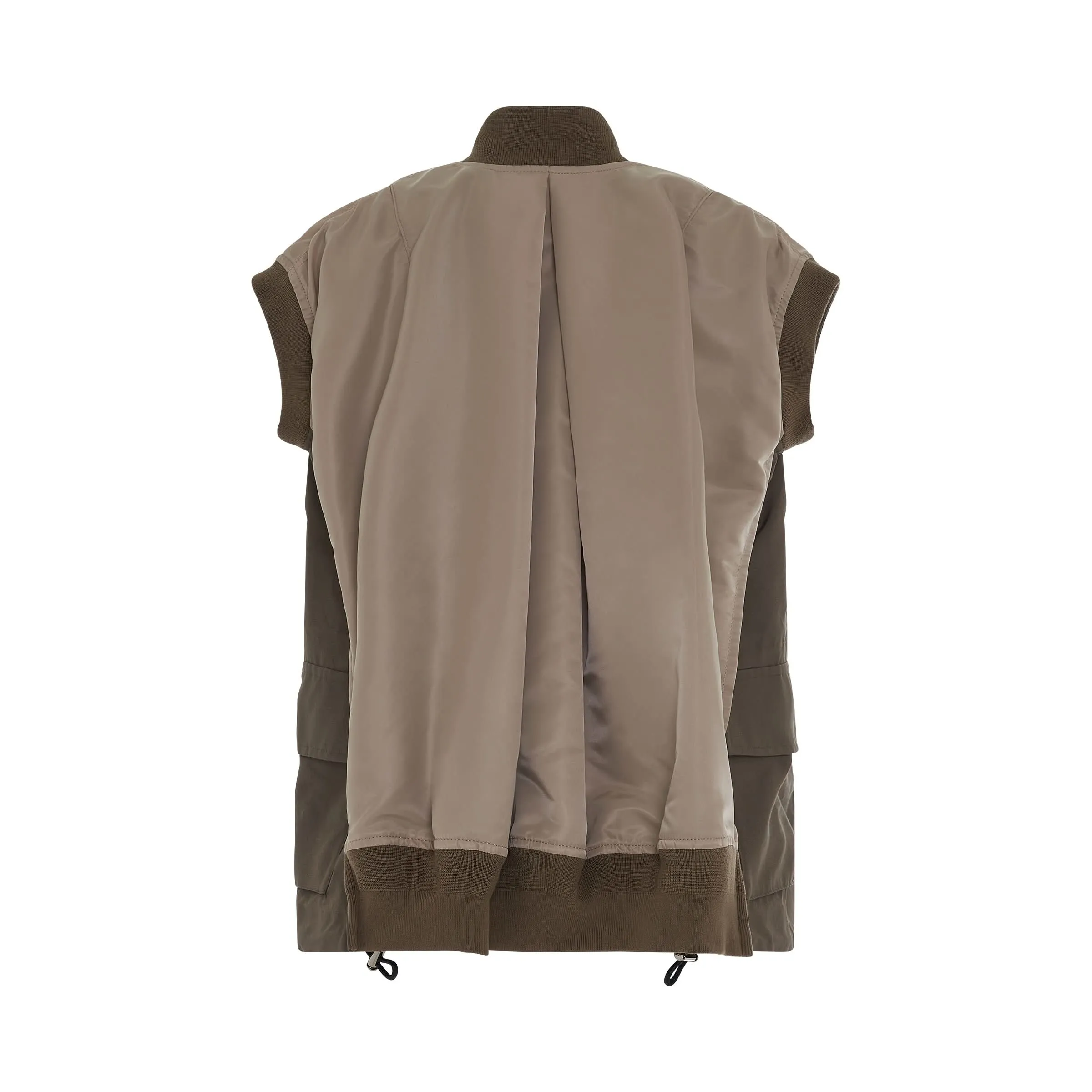 Nylon Twill Mix Vest in Beige