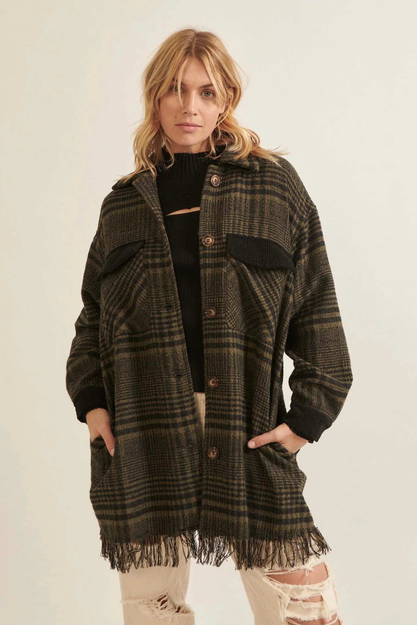 Off the Trail Plaid Tweed Longline Shacket