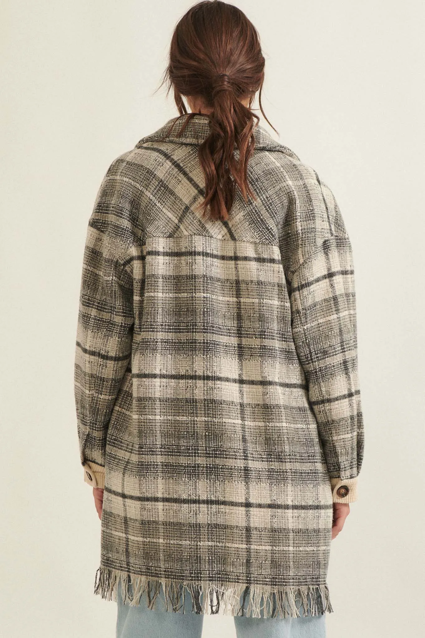 Off the Trail Plaid Tweed Longline Shacket