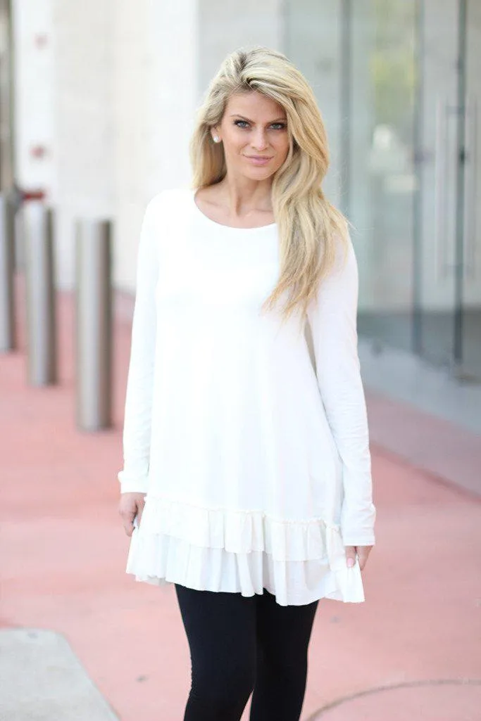 Off White Ruffled Tunic