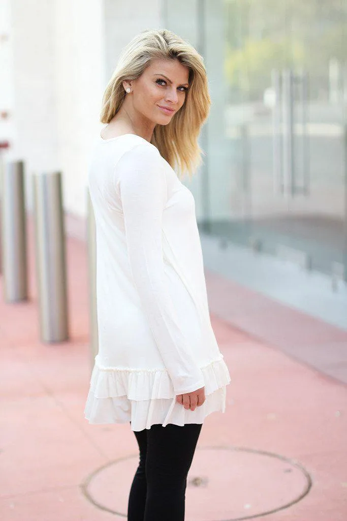 Off White Ruffled Tunic