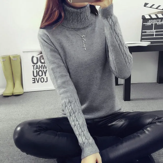 OHCLOTHING Hot 2017 Spring Autumn Winter Pullovers Fashion turtleneck Sweater Women twisted thickening slim pullover sweater