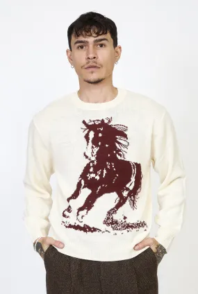 ONE OF THESE DAYS Running Horse Knit Sweater