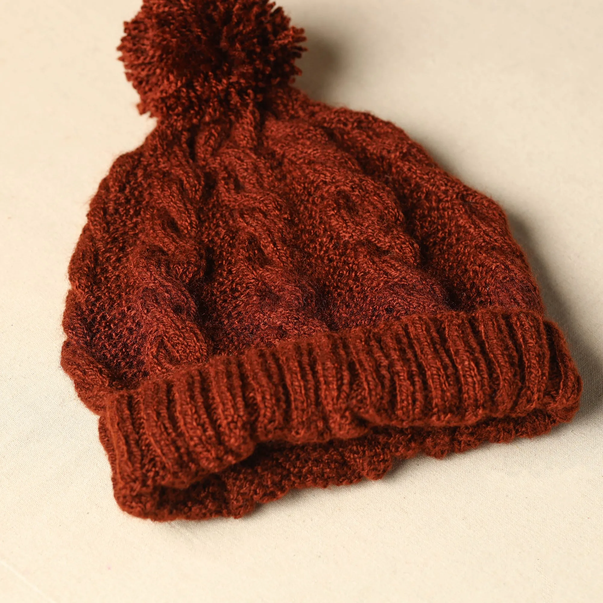 Orange - Kumaun Hand Knitted Woolen Cap 84