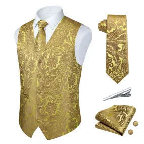 Paisley 5pc Suit Vest Set - C-GOLD