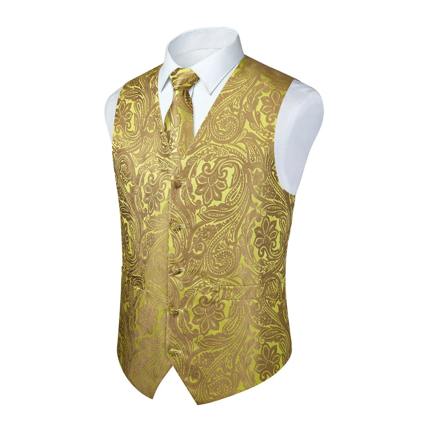 Paisley 5pc Suit Vest Set - C-GOLD