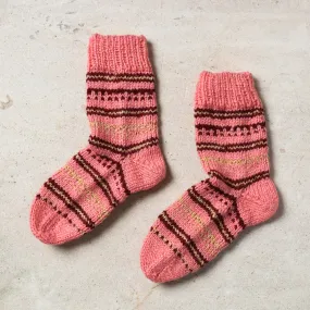 Peach - Kumaun Hand knitted Woolen Socks