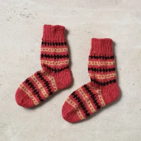 Pink - Kumaun Hand-knitted Woolen Socks - Kids