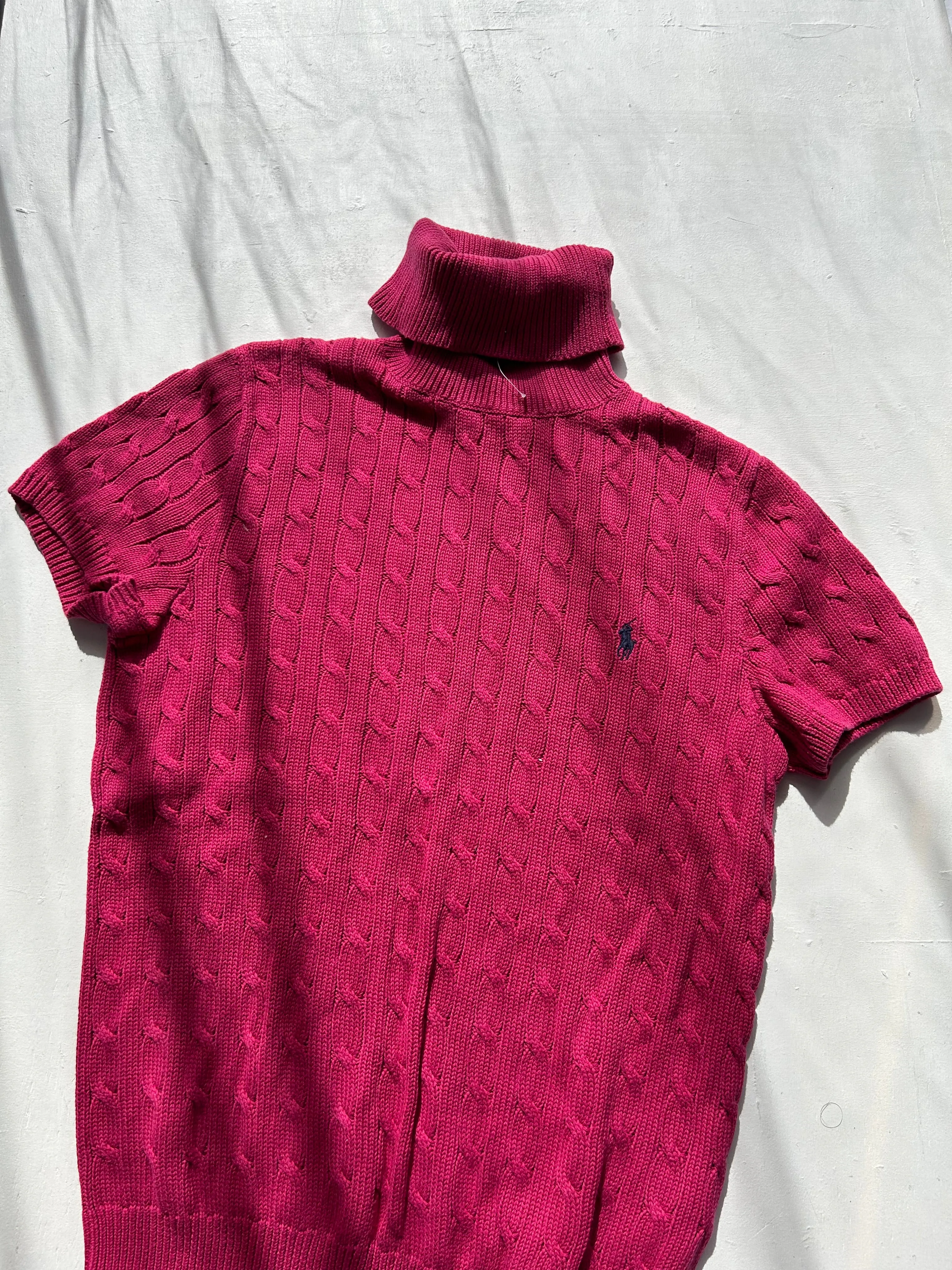 Pink turtleneck knitted tee (L)