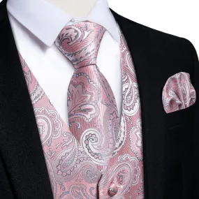 Pink Vest for Men Paisley Men's Vest Tie Set