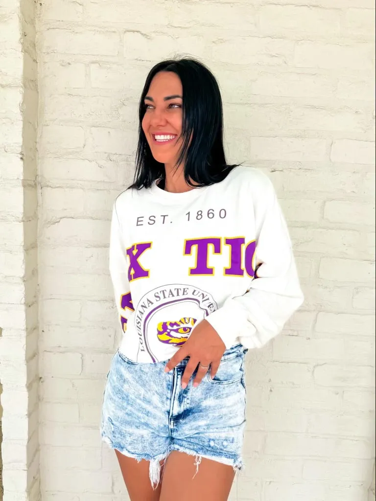 Queen Of Vintage Geaux Tigers LSU Stamp Sweater