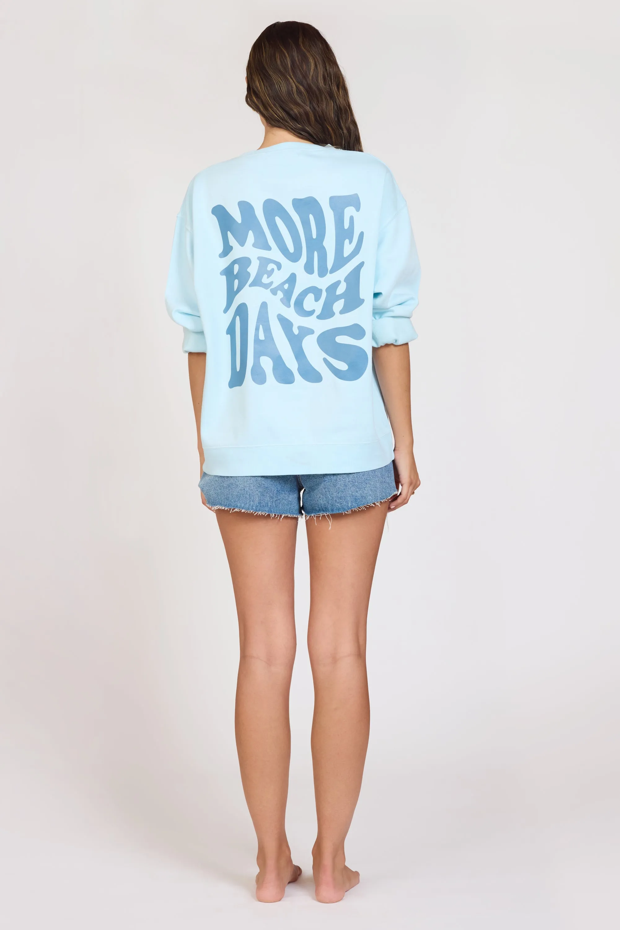 "Beach Days" Sky Blue Pigment Dye Crew Tunic