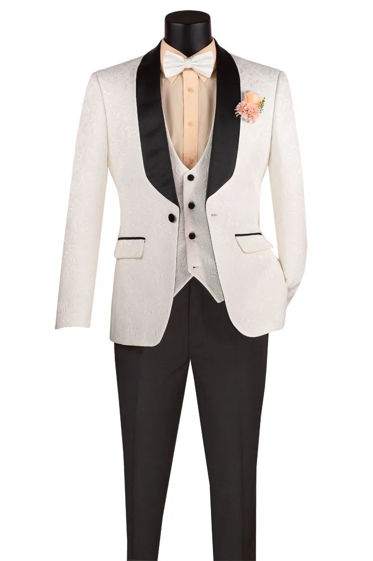 "Nico" White Vinci 1-Button Shawl Tuxedo (3-Piece Set)