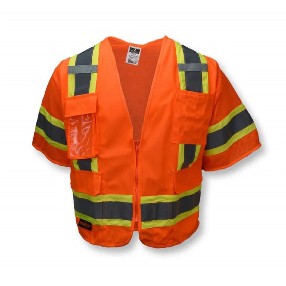 Radians SV63O Two Tone Surveyor Type R Class 3 Safety Vest, Hi-Vis Orange, 1 Each