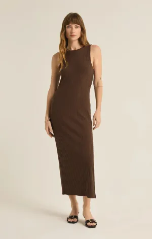 Raewyn Rib Dress - Dark Chocolate