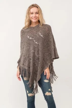 RAJ DREW CUT KNIT PONCHO CAPE TAUPE GRAY