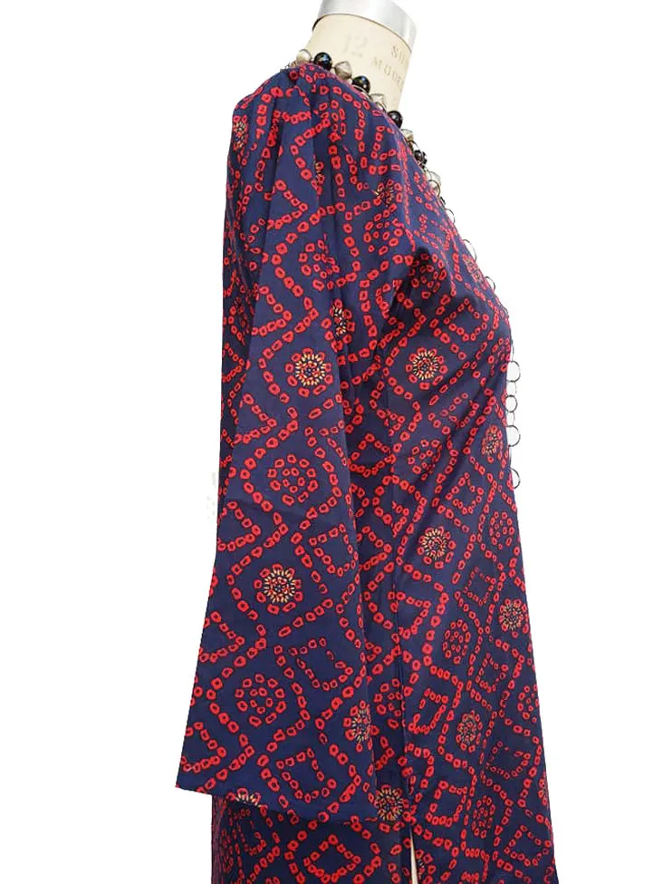 Raja Cotton Tunic Navy Red Tie Dye