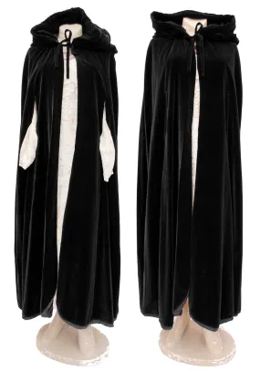 RARE 1960s Vintage Pierre Celeyre Black Velvet Hooded Cloak Cape • Designer Opera Cape • Dracula