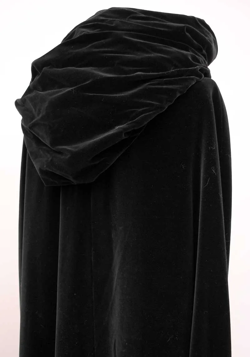 RARE 1960s Vintage Pierre Celeyre Black Velvet Hooded Cloak Cape • Designer Opera Cape • Dracula