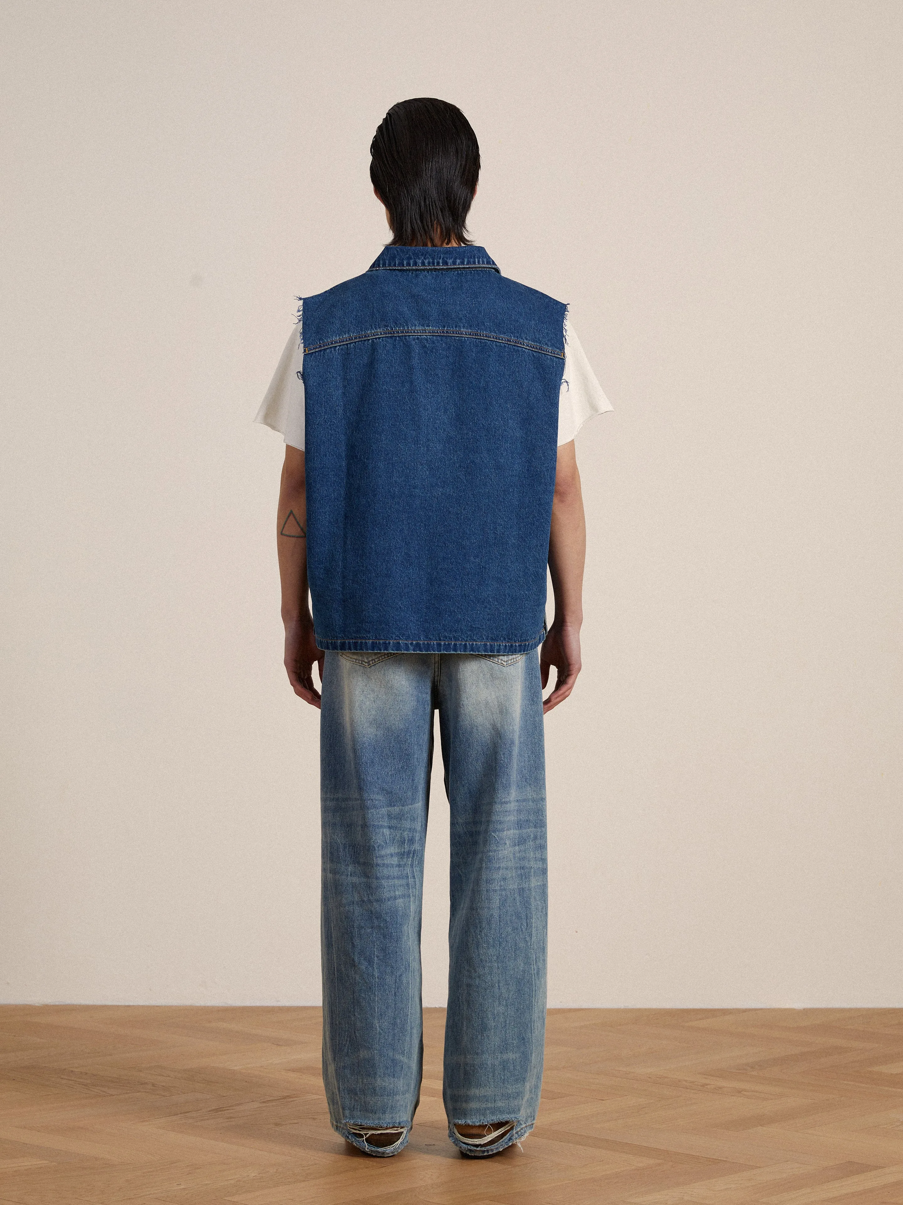 Raw Cut Patch Mechanic Denim Vest